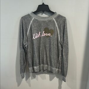 Gray Sweatshirt with Heart and Text Design